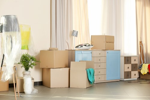 Professional movers handling household items