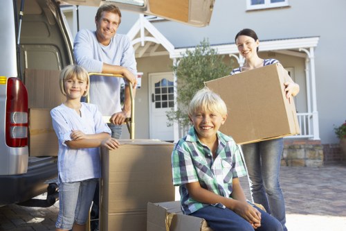 Happy customers with their moved belongings